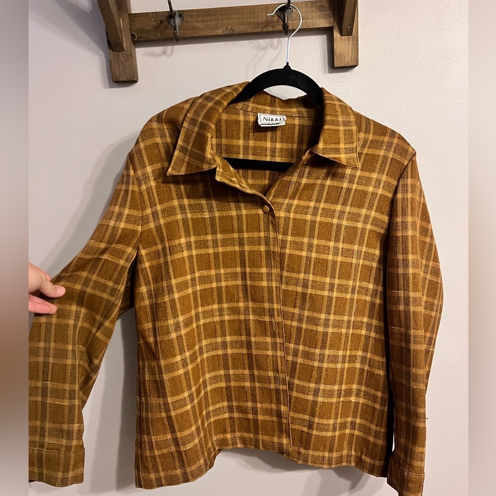 Nikki Checkered Tan Jacket/blazer - Picture 2 of 7